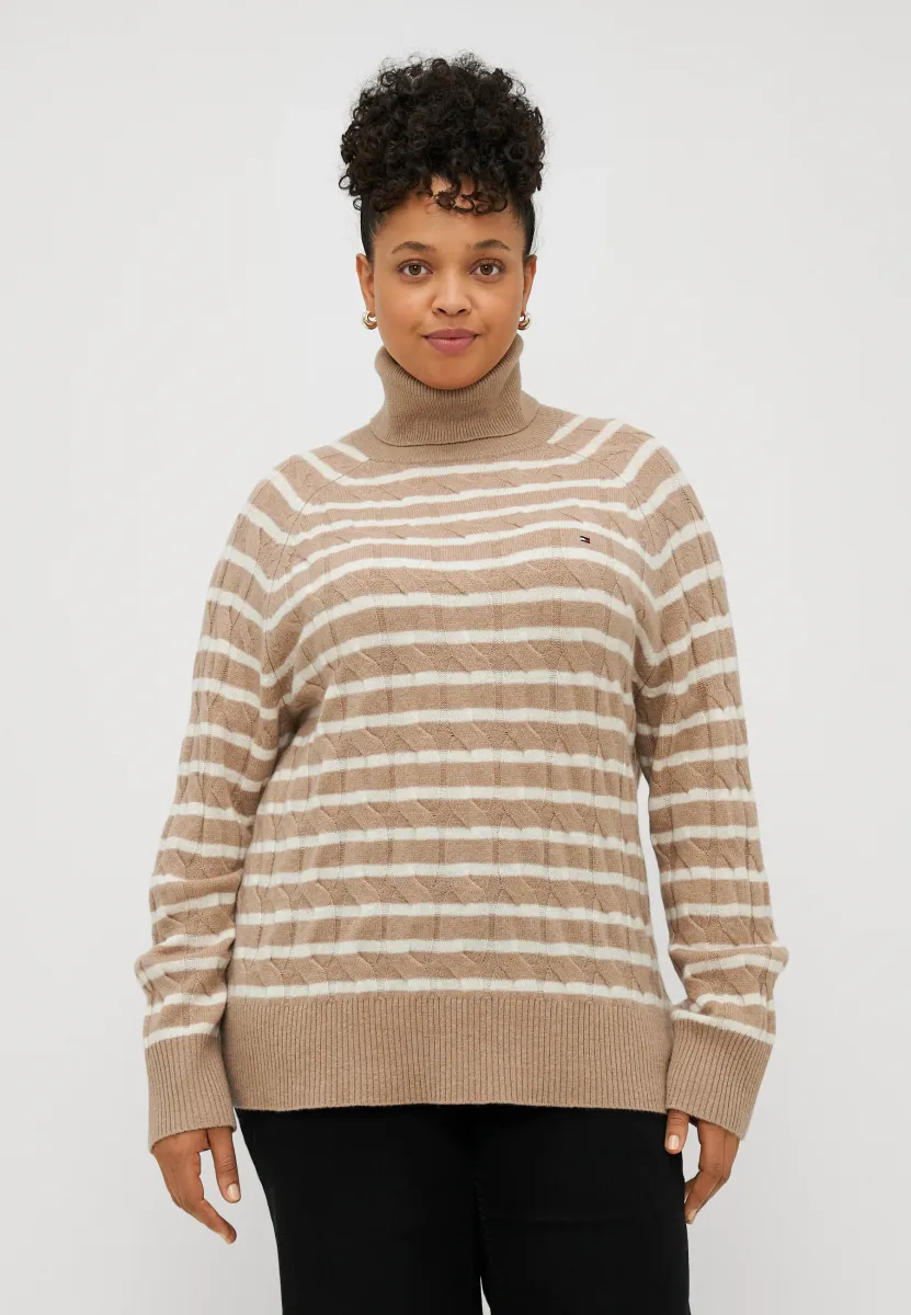 CABLE ROLL - Strickpullover - safari heather/ivory petal