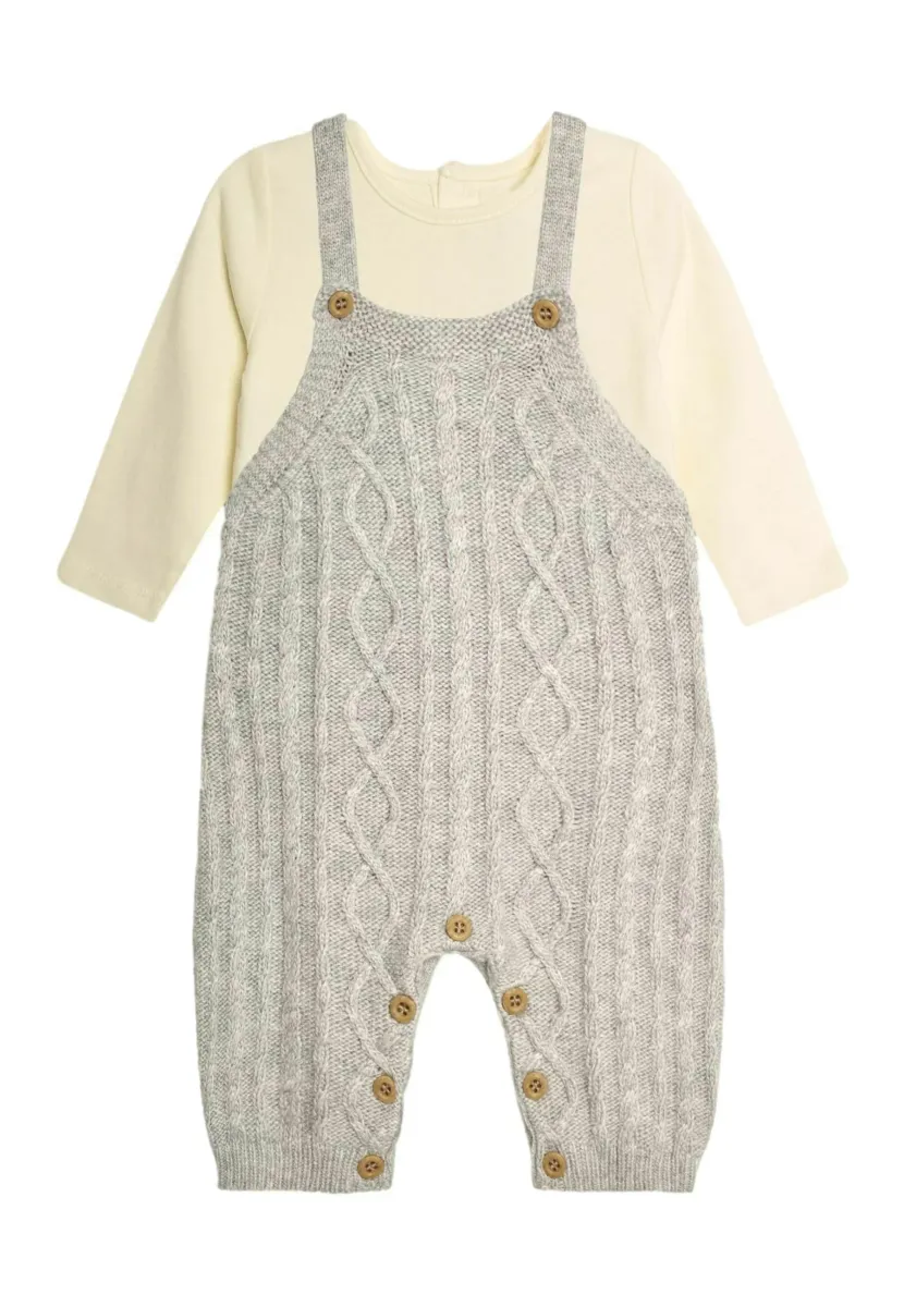 CABLE   SET  REGULAR FIT - Latzhose - beige grey