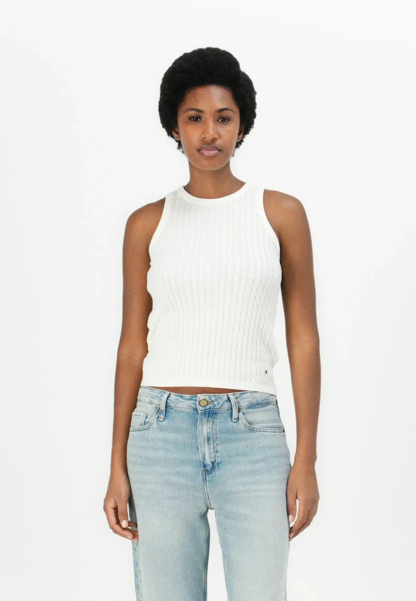 CABLE SLIM - Strickpullover - ivory silk