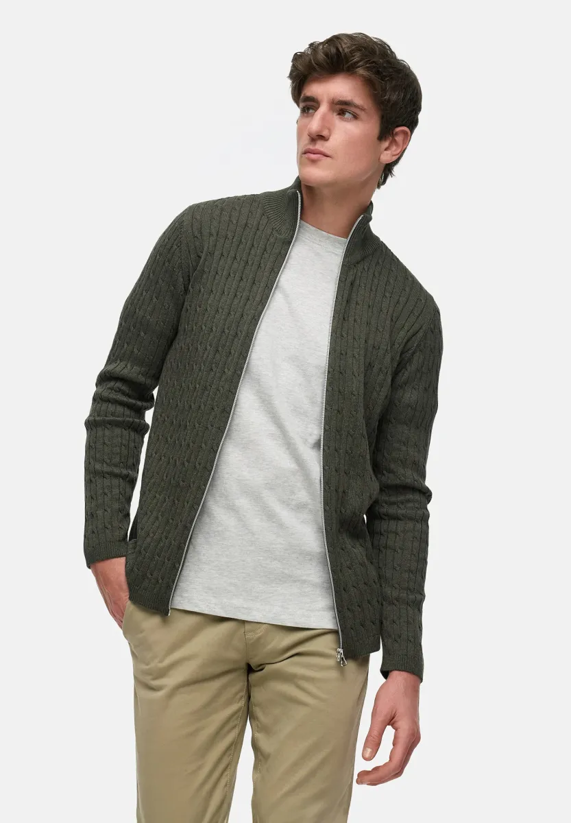 CABLE - Strickjacke - army mix