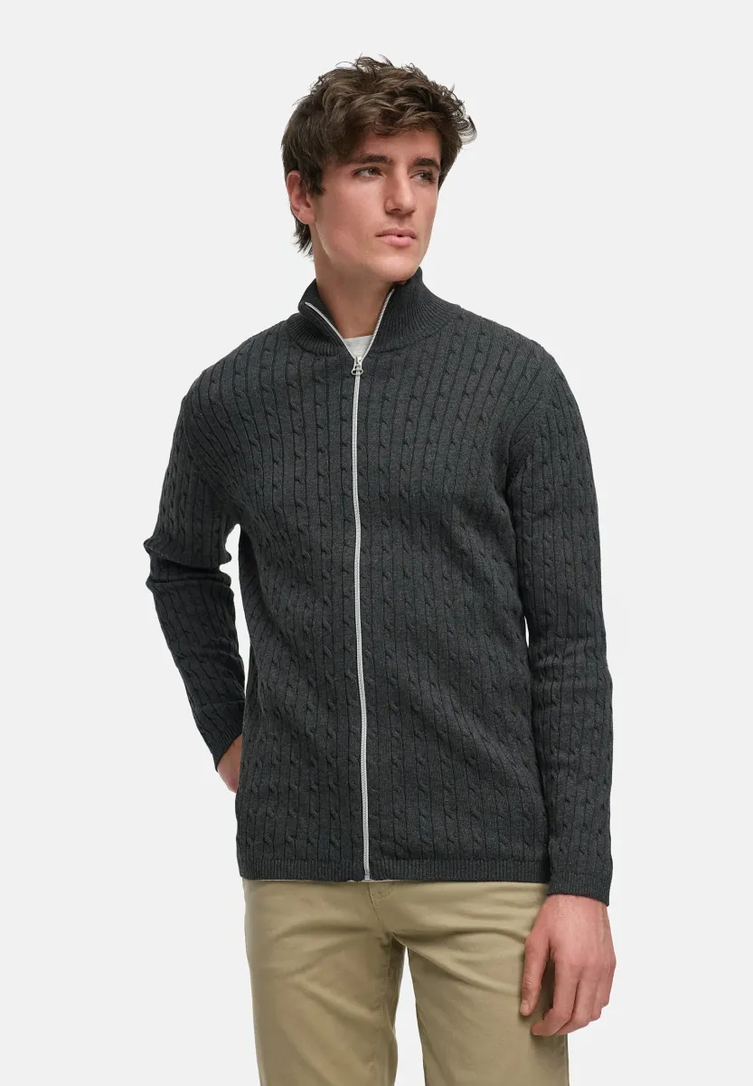 CABLE - Strickjacke - charcoal mix