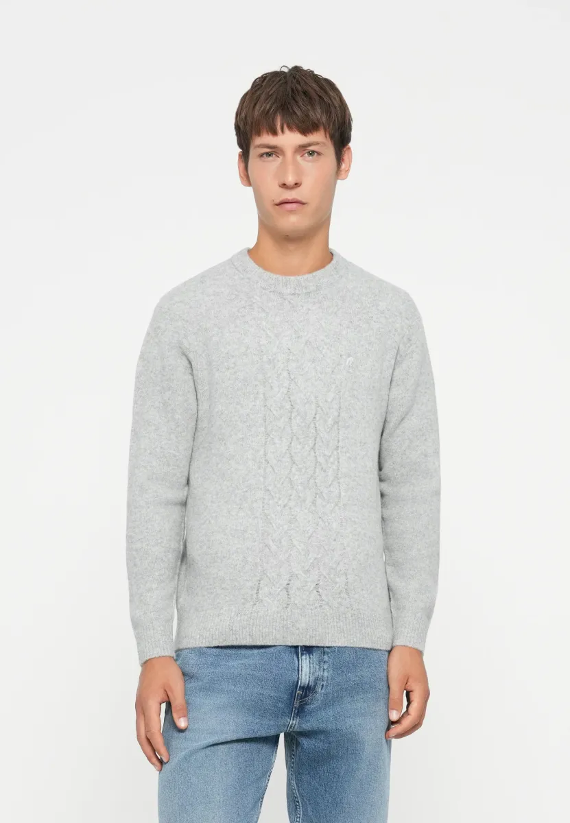 CABLE - Strickpullover - light grey melange