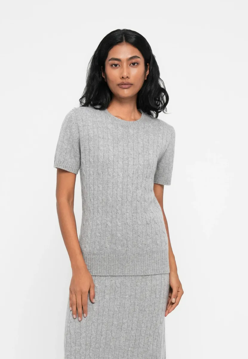 CABLE - Strickpullover - light grey