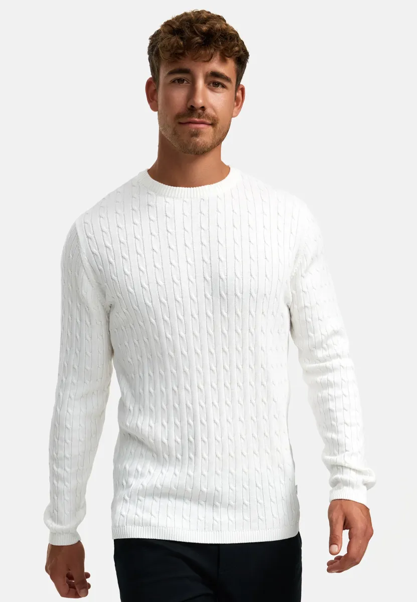 CABLE - Strickpullover - snow white