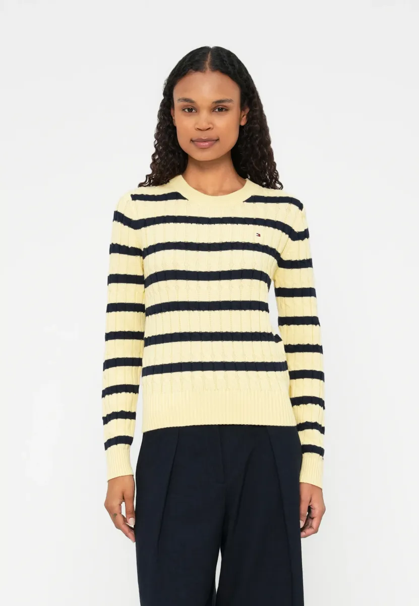 CABLE - Strickpullover - zesty yellow/dark navy