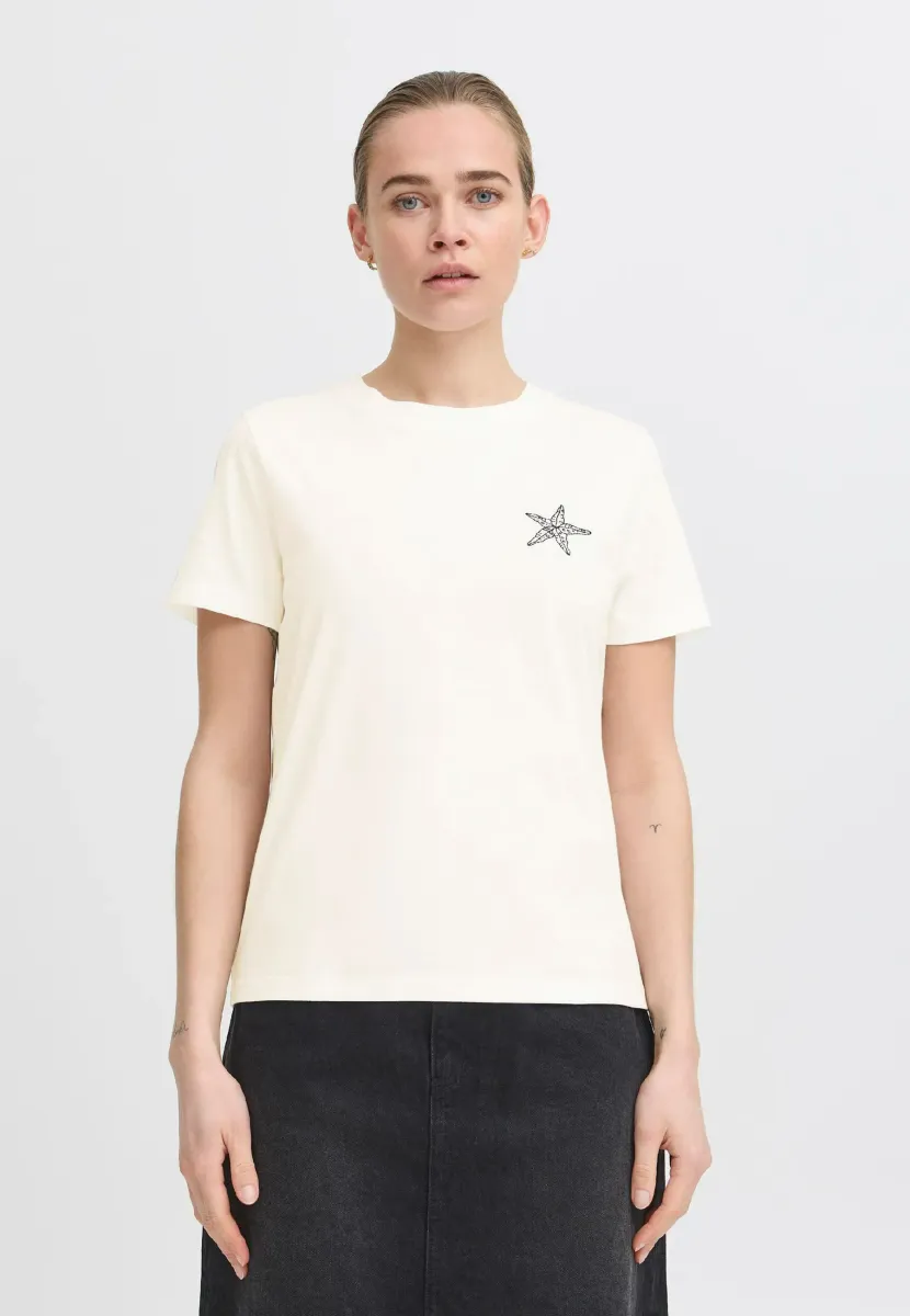 CAMINO - T-Shirt print - cloud dancer w black