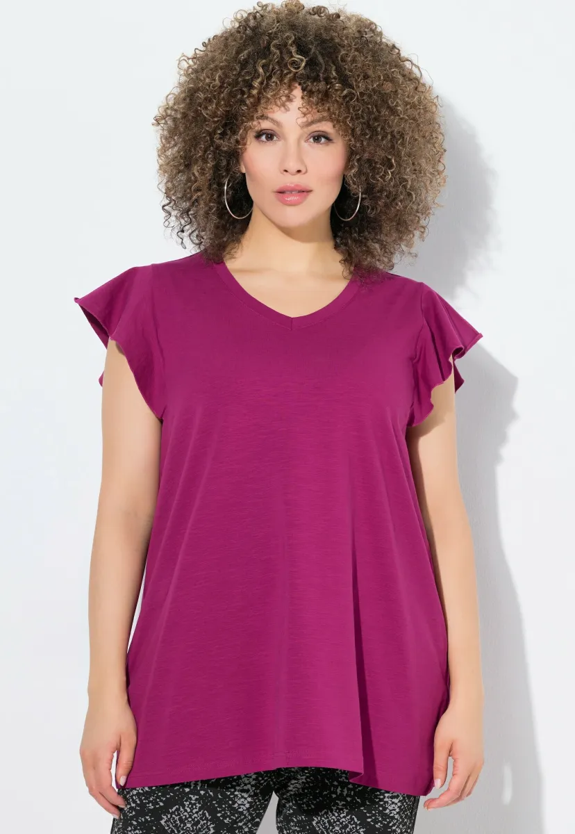 CAP SLEEVE V-NECK - Bluse - magnolia red