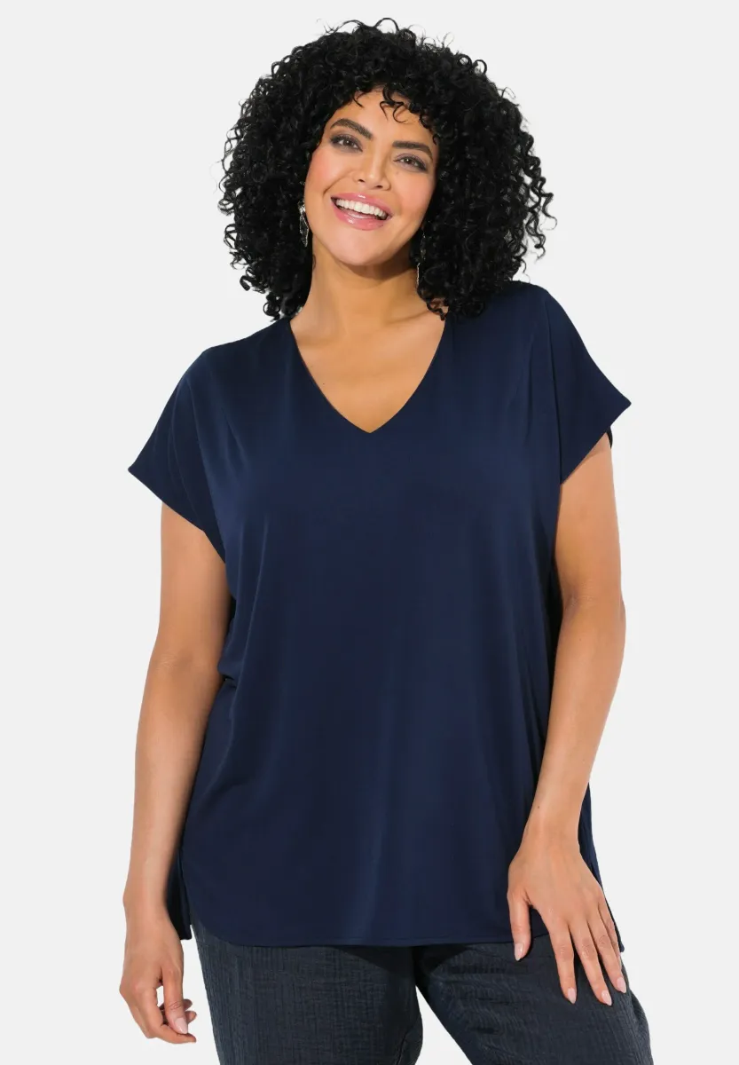 CAP SLEEVE V-NECK  - Bluse - marine