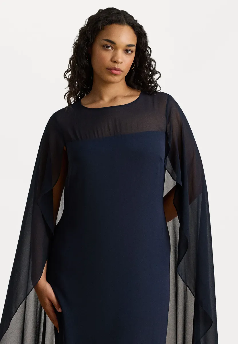 CAPE GEORGETTE GOWN - Ballkleid - lauren navy