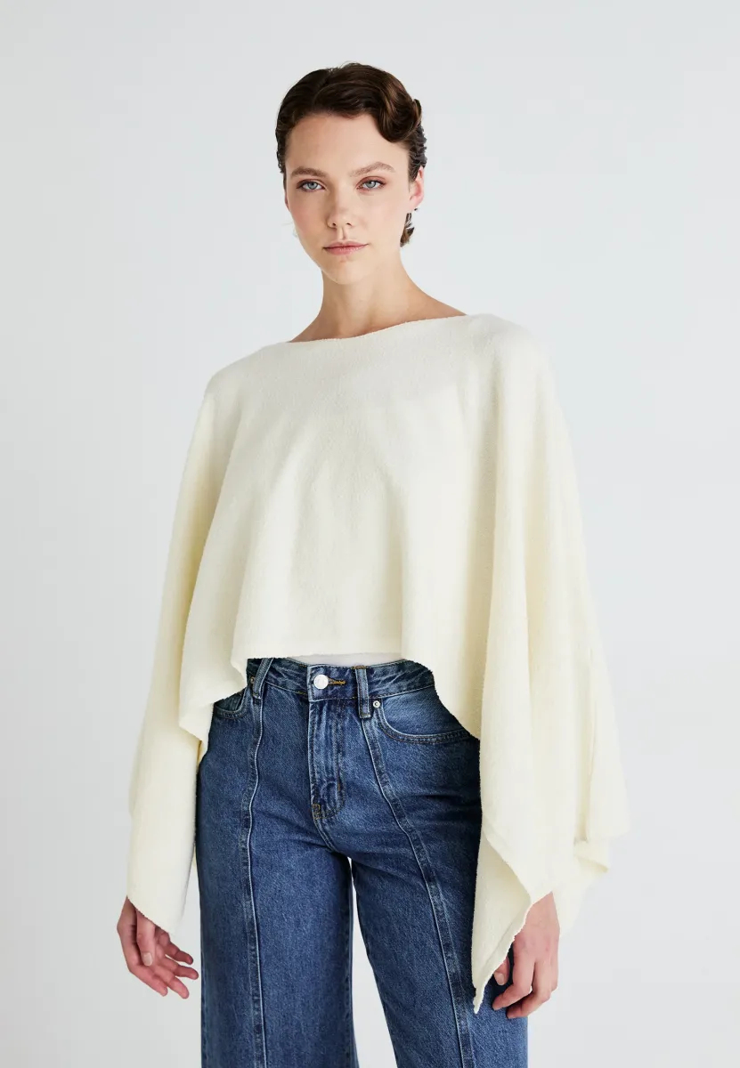 CAPE TOP - Strickpullover - ecru
