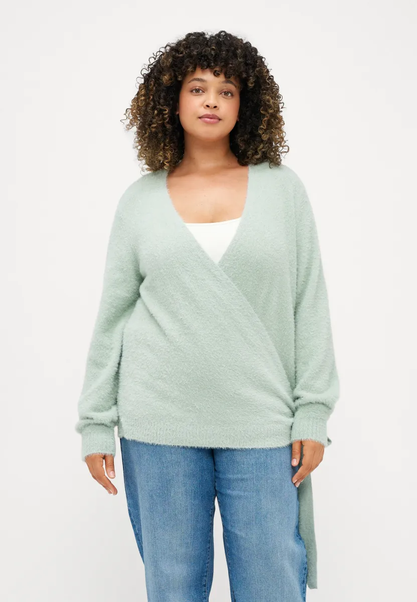 CARAMANDA V NECK WRAP  - Strickpullover - aqua gray