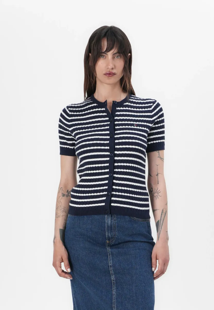 CARDI - Strickjacke - dark night navy/ivory silk