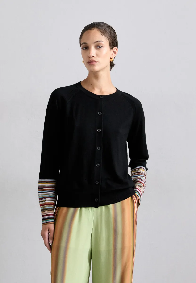 CARDIGAN BUTTON THRU - Strickjacke - black