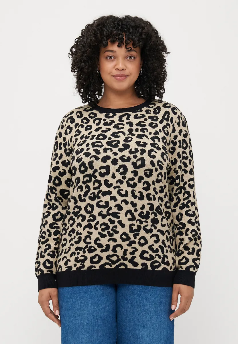CARIBI O NECK  - Strickpullover - black/humus melange