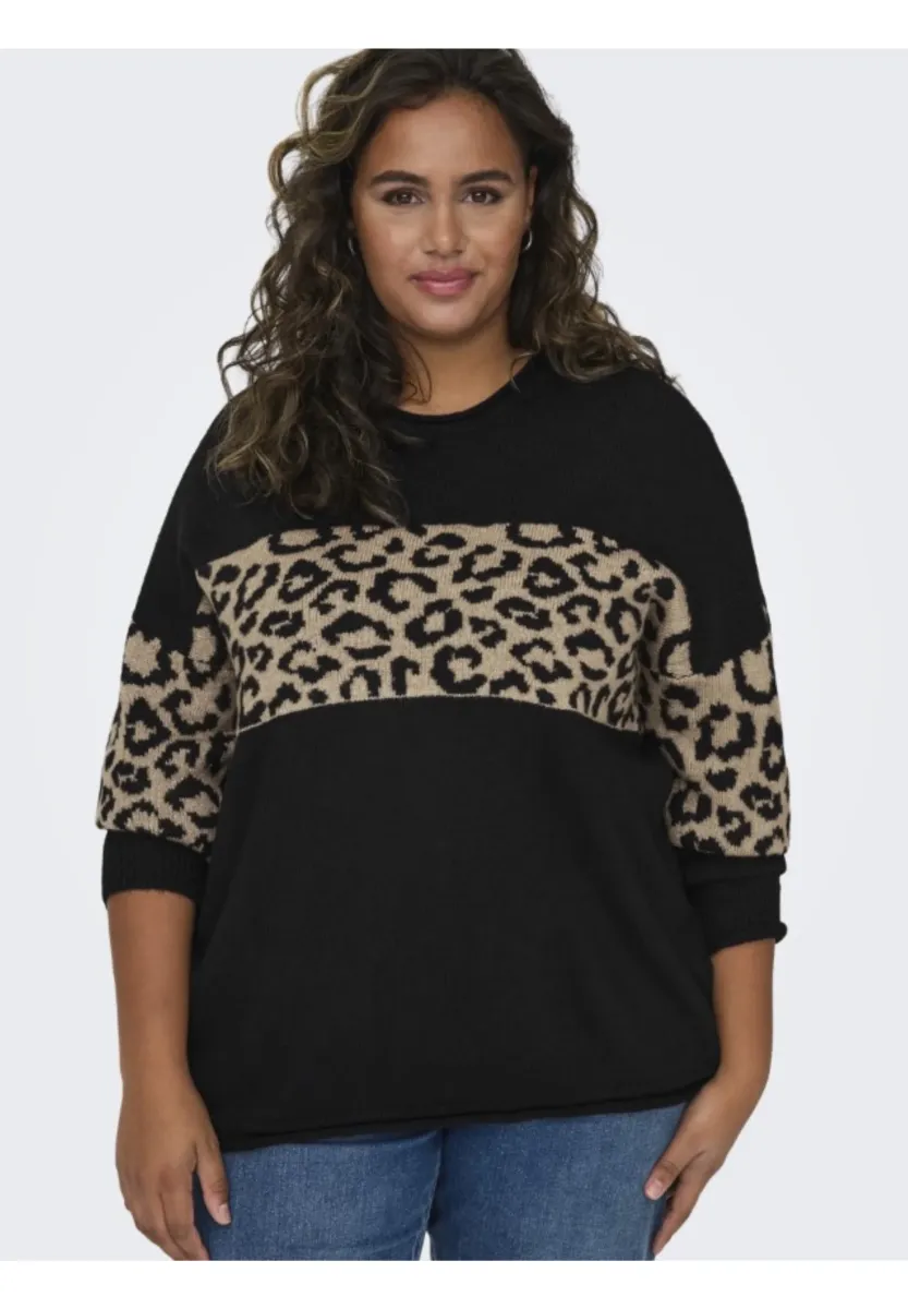 CARJADE ANIMAL LS O-NECK - Strickpullover - black