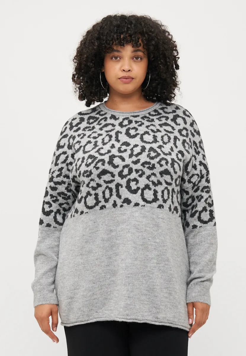 CARJADE ANIMAL O NECK  - Strickpullover - light grey melange/dark grey