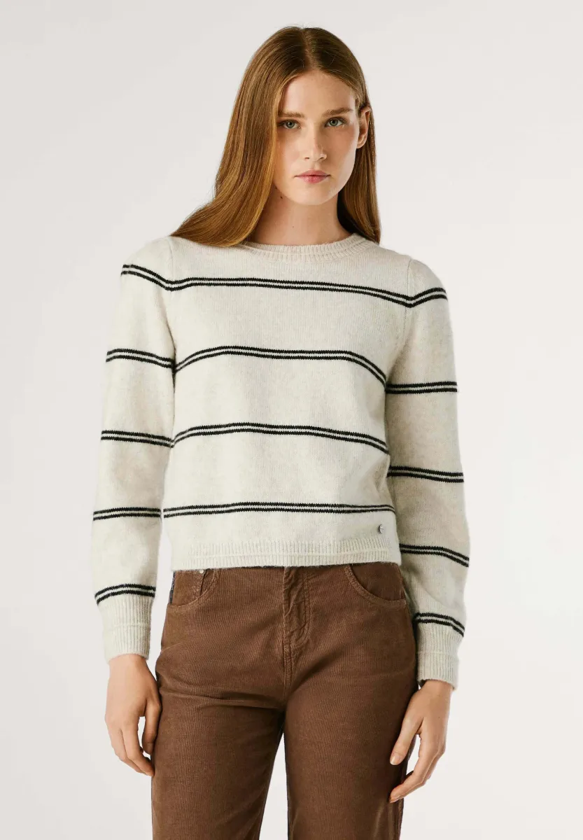 CARMELA - Strickpullover - dark ecru white