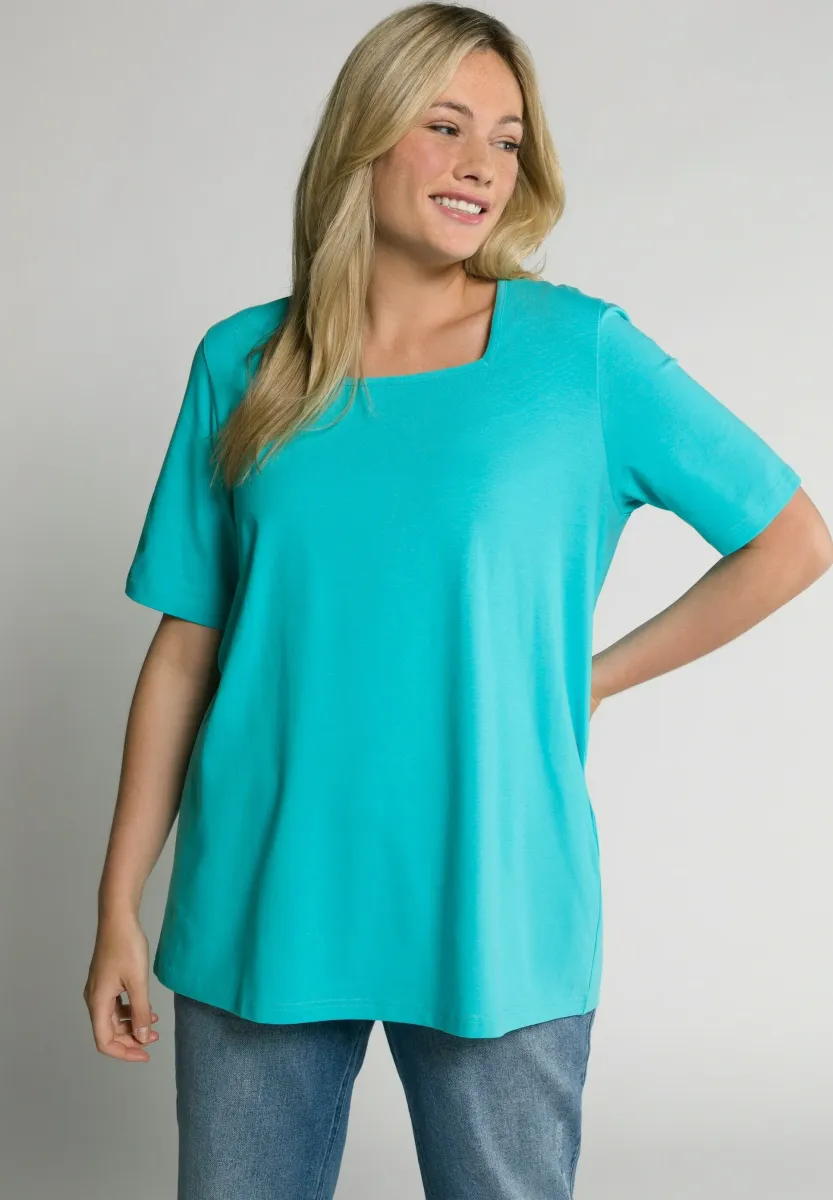 CARREE-AUSSCHNITT - T-Shirt basic - turquoise