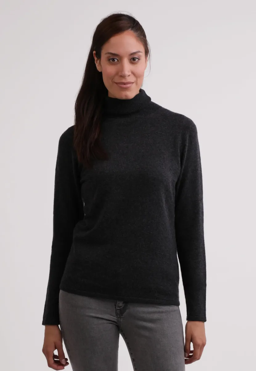 CASH-MERE ROLLKRAGEN PULLOVER - Strickpullover - dunkel anthrazit