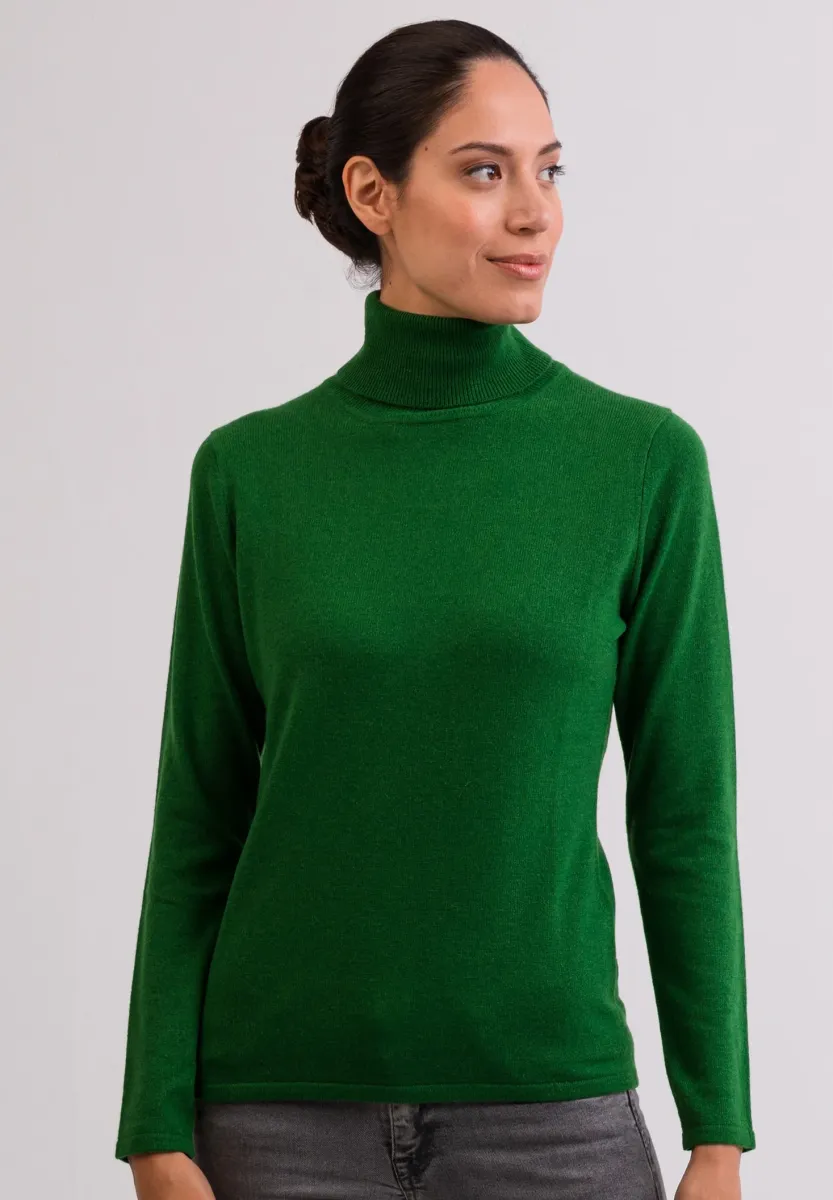 CASH-MERE ROLLKRAGEN PULLOVER - Strickpullover - grün