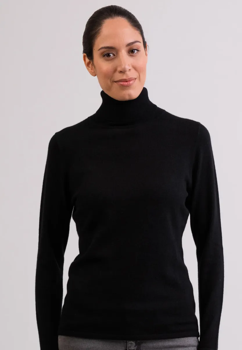 CASH-MERE ROLLKRAGEN PULLOVER - Strickpullover - schwarz