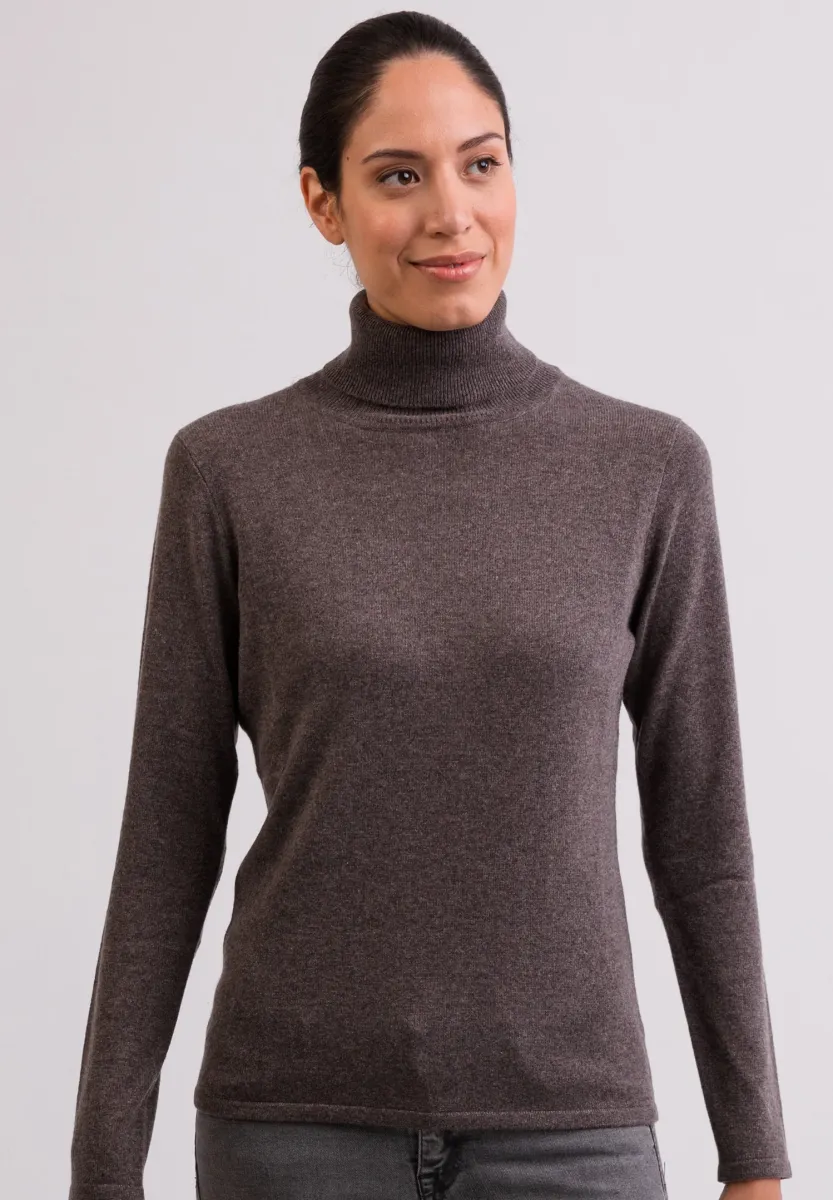 CASH-MERE ROLLKRAGEN PULLOVER - Strickpullover - taupe melange