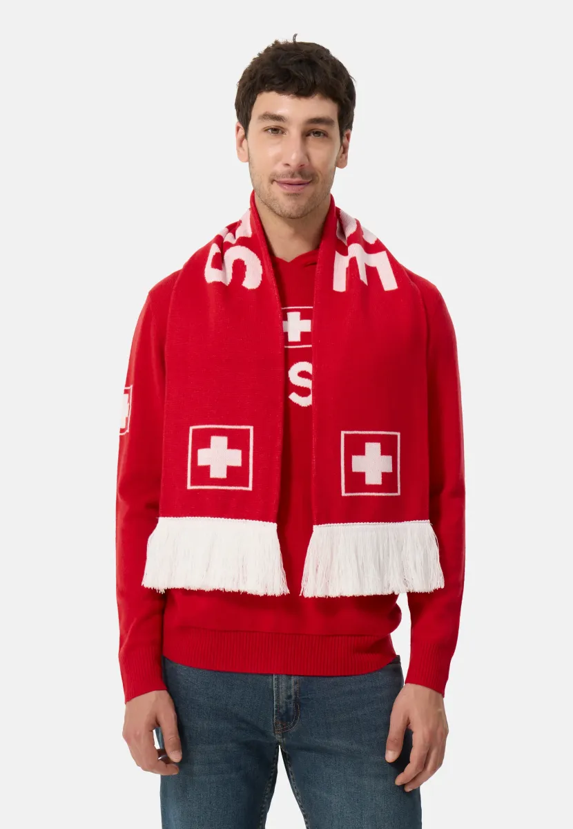 CASH-MERE  - Schal - rot weiss