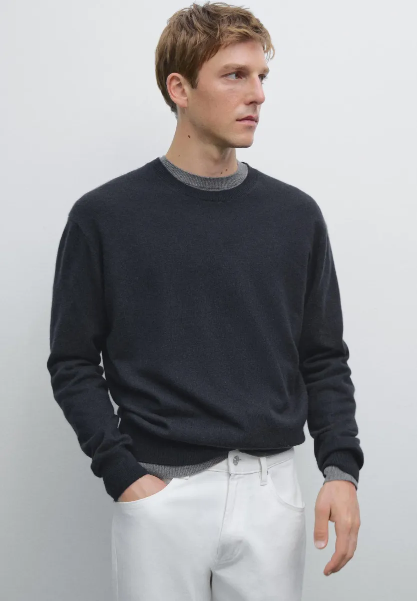 CASHMERE CREW NECK WITH LONG SLEEVES - Strickpullover - dark blue