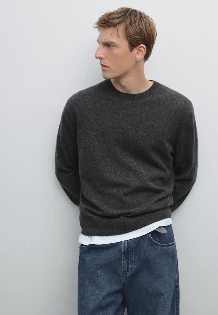 CASHMERE CREW NECK WITH LONG SLEEVES - Strickpullover - dark grey