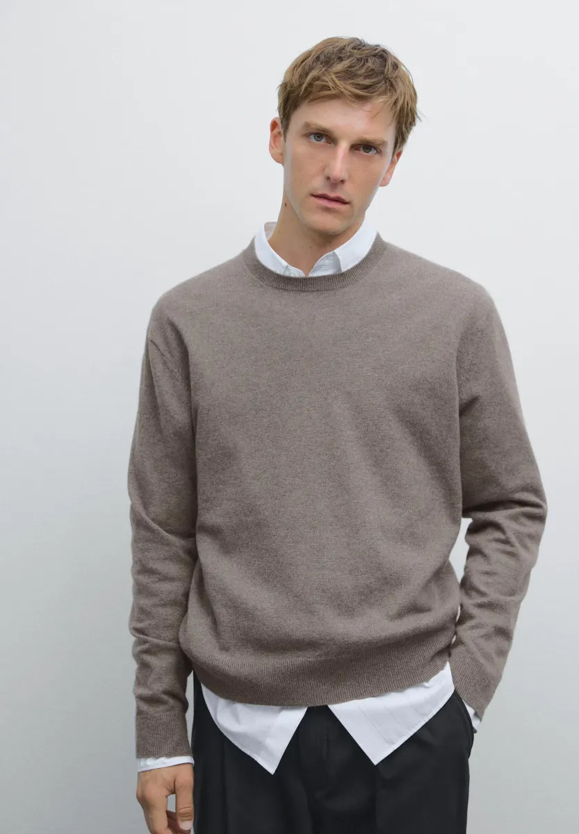 CASHMERE CREW NECK WITH LONG SLEEVES - Strickpullover - khaki