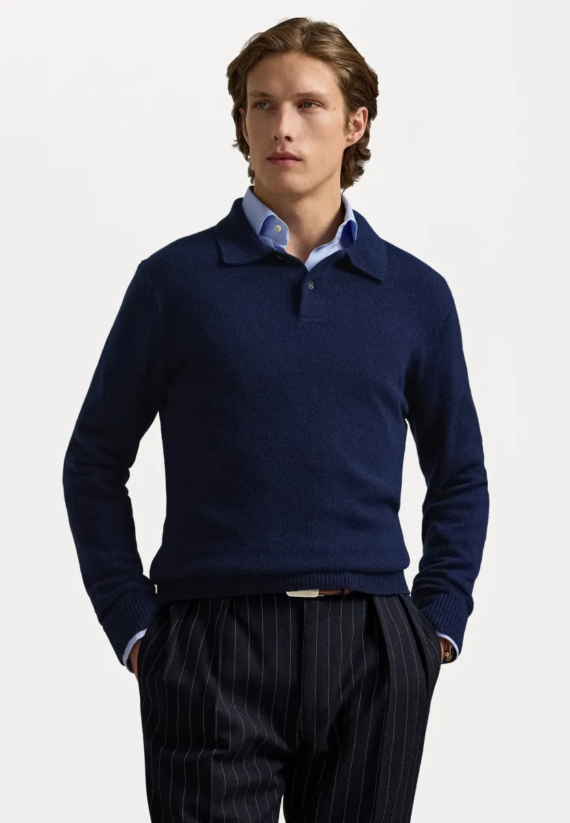 CASHMERE POLO-COLLAR SWEATER - Strickpullover - bright navy