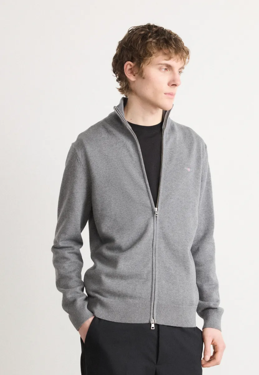CASUAL ZIP - Strickjacke - dark grey melange
