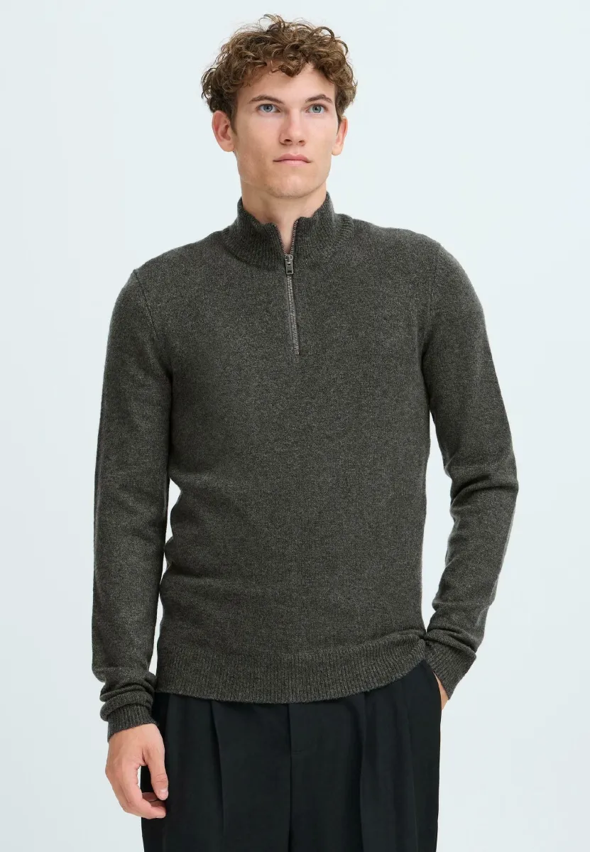 CFHEINE HALFZIP - Strickpullover - dark grey melange