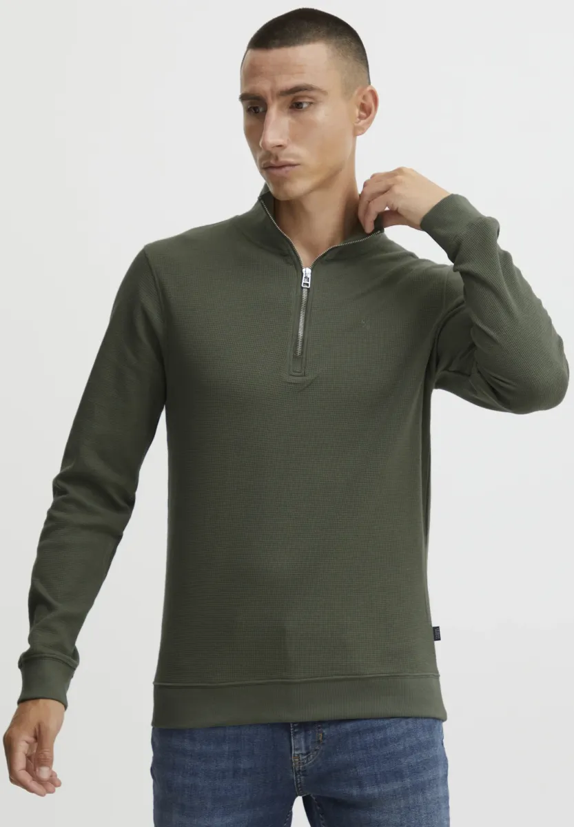 CFSEBASTIAN WAFFLE HALFZIP SWEATSHIR - Strickpullover - beetle