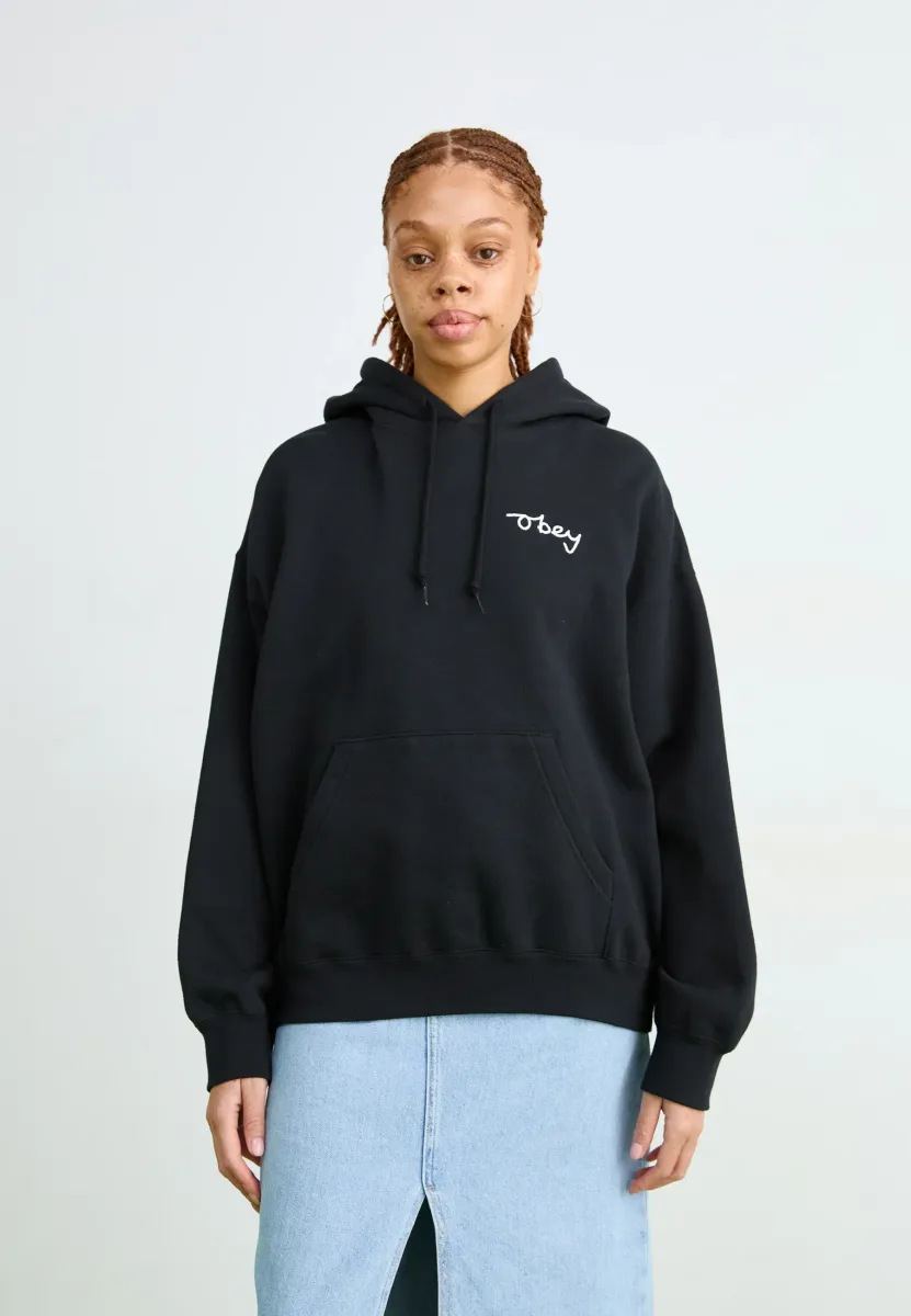CHAINSTITCH BAGGY RELAXED HOOD - Kapuzenpullover - digital black