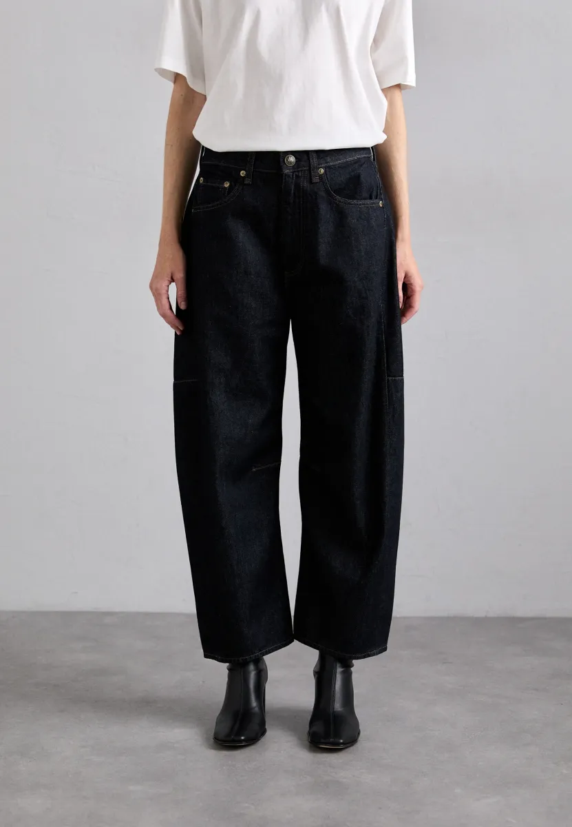 CHARLIE HIGH RISE ANKLE BARREL - Wide Leg - black denim