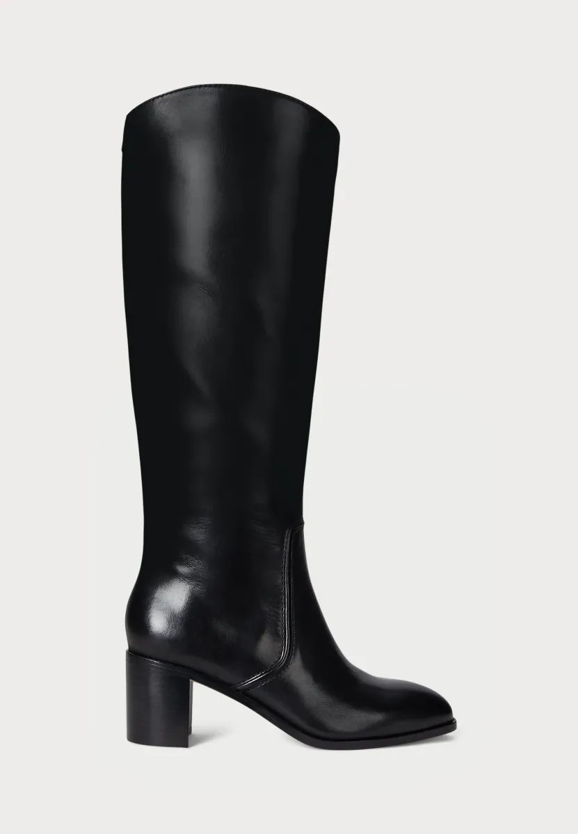CHARLY BURNISHED LEATHER TALL BOOT - Stiefel - black