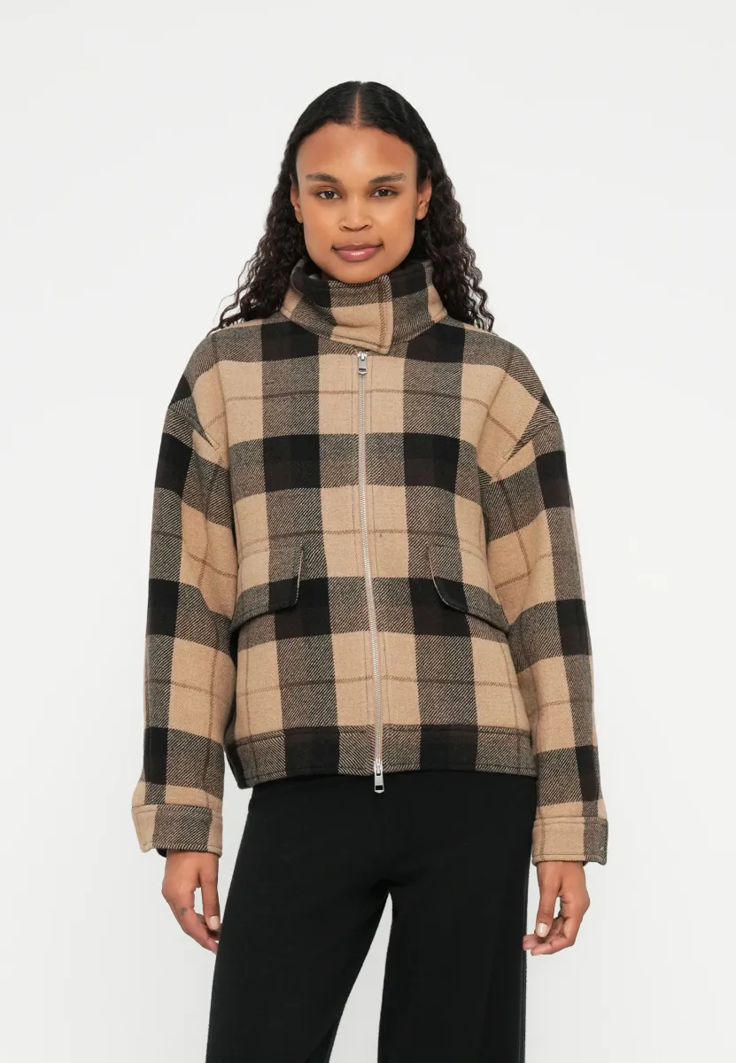 CHECK HARRINGTON JACKET - Übergangsjacke - light brown/white