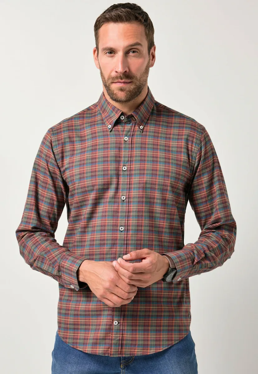 CHECK - Hemd - olive grey