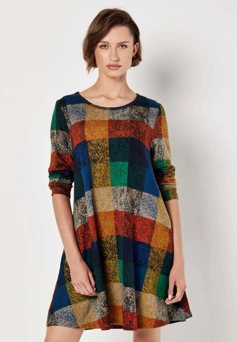 CHECK    - Jerseykleid - blue