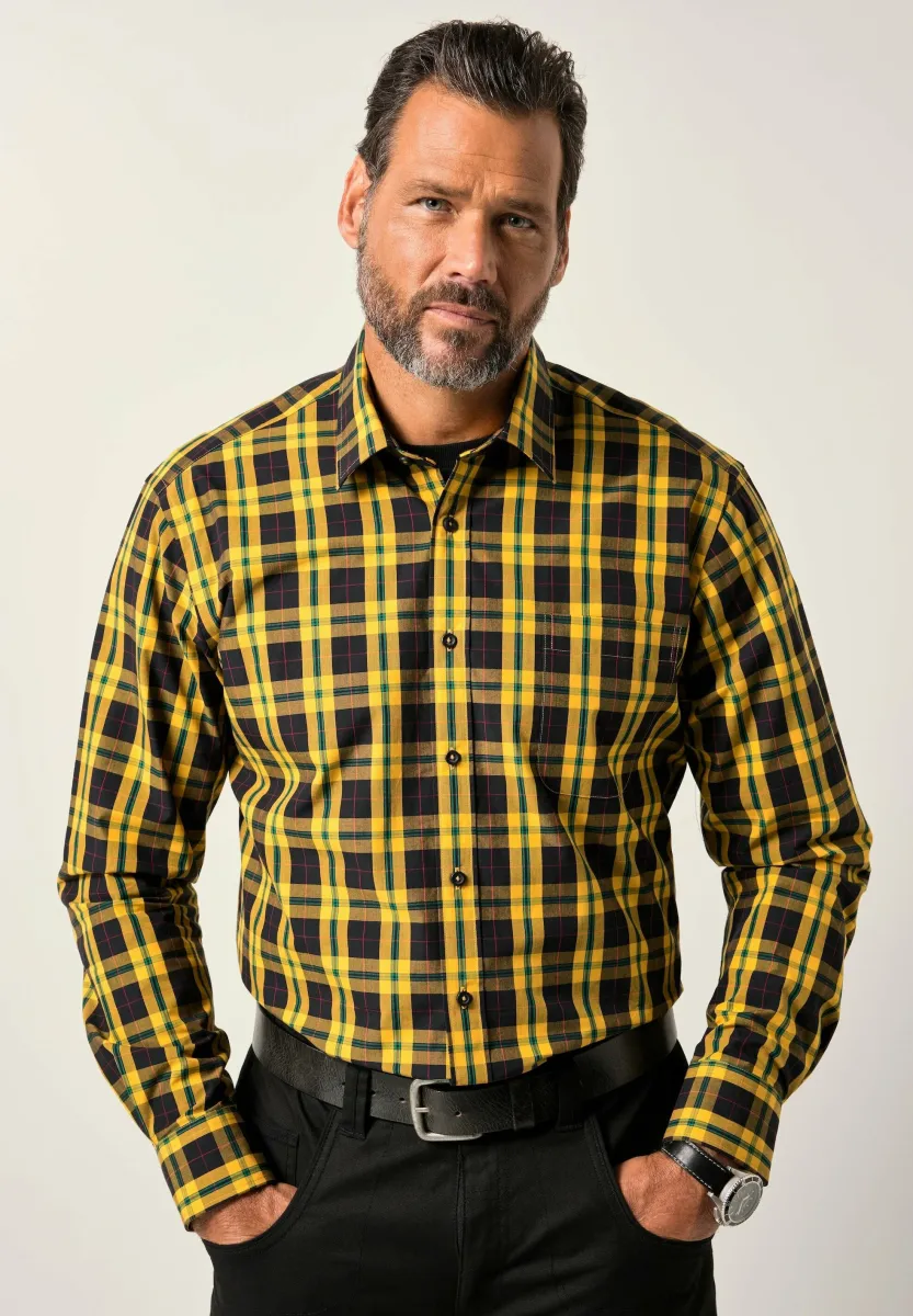 CHECK LONG SLEEVE KENT COLLAR MODERN FIT - Hemd - curry
