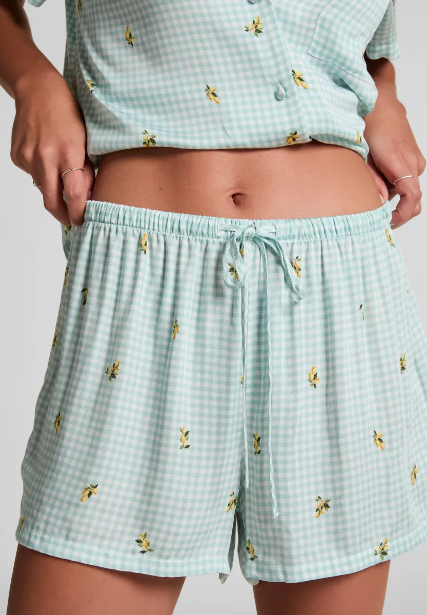 CHECK PRINT - Nachtwäsche Hose - hkm green