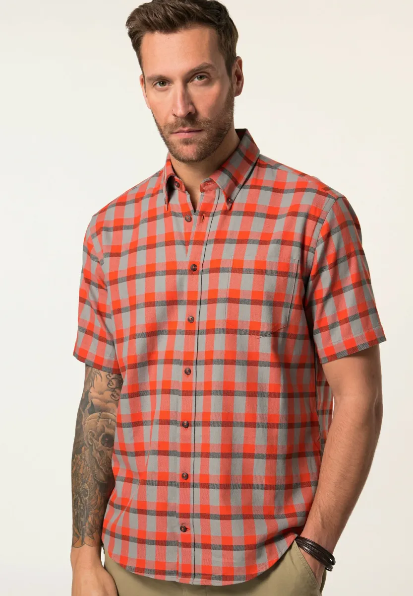 CHECK SHORT SLEEVE BUTTON-DOWN COLLAR MODERN FIT - Hemd - orange red
