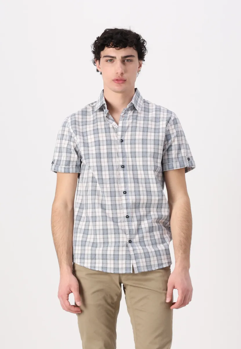 CHECKED SHIRT - Hemd - off white/powder blue
