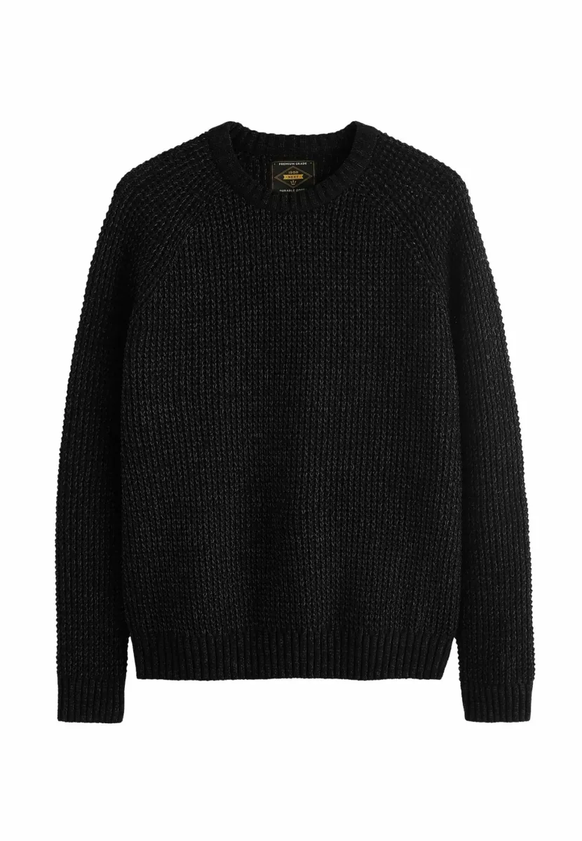 CHENILLE CREW NECK REGULAR FIT - Strickpullover - black