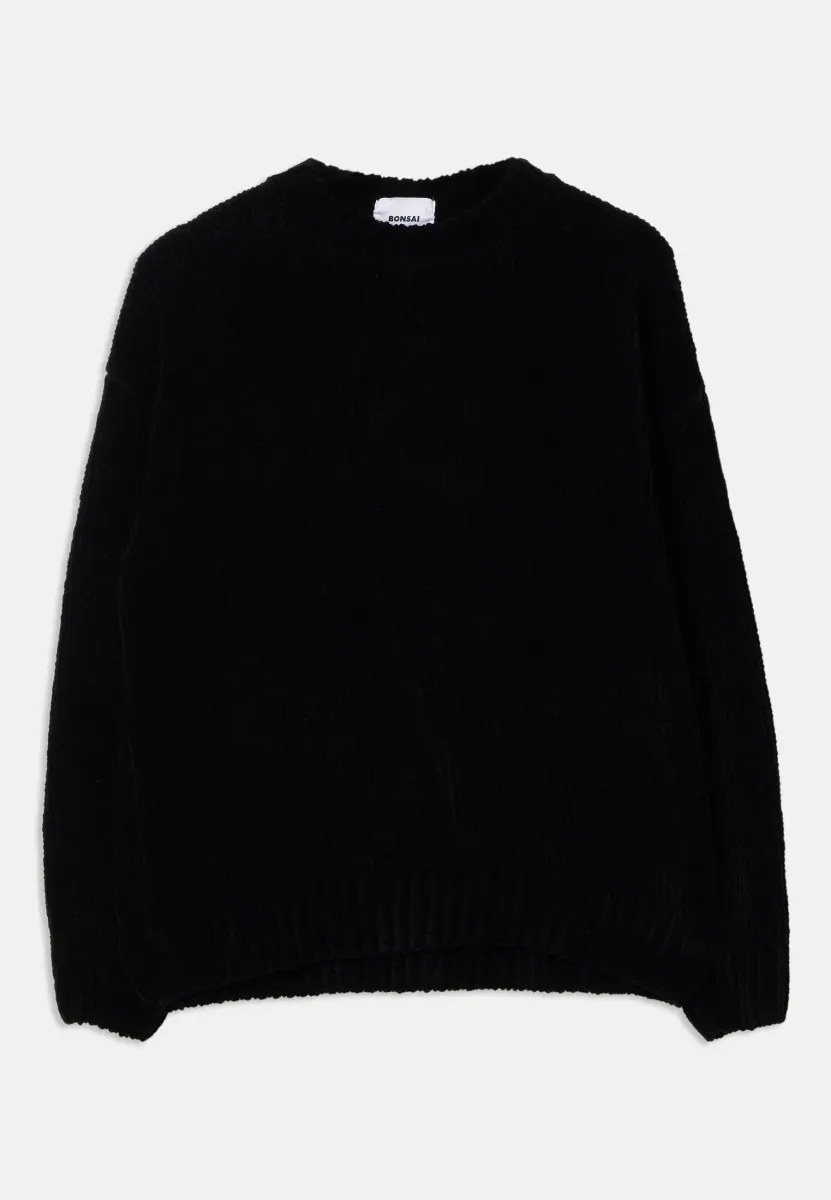 CHENILLE CREWNECK SWEATER UNISEX - Strickpullover - black