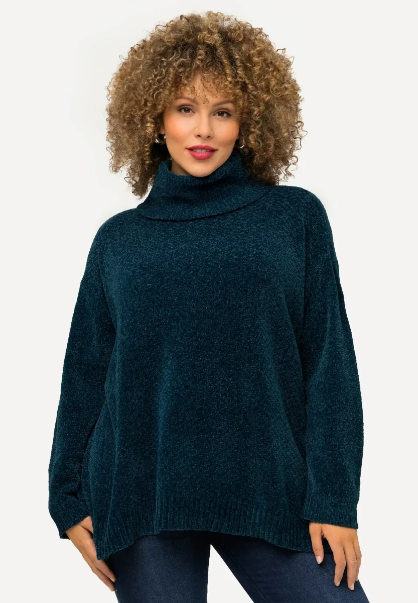 CHENILLE STEHKRAGEN LANGARM - Strickpullover - pétrol