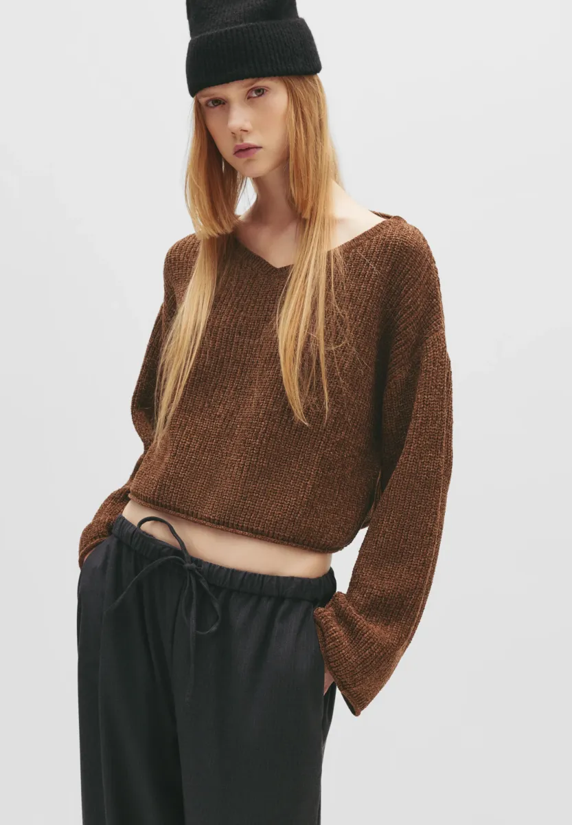 CHENILLE V-NECK  - Strickpullover - brown