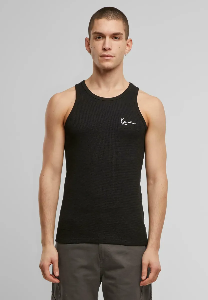 CHEST SIGNATURE ESSENTIAL WAFFLE TANK - Top - black