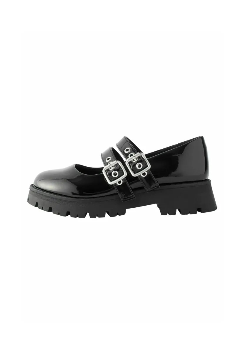 CHUNKY DOUBLE BUCKLE MARY JANE SCHOOL - REGULAR FIT - Riemchenballerina - black patent
